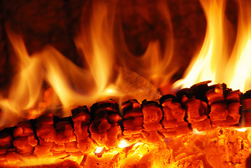 Image showing live coals in the oven