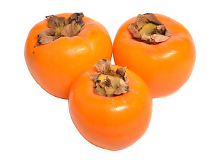 Image showing Three ripe persimmons on a white background
