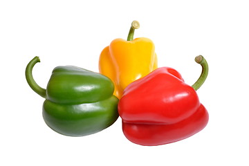 Image showing Three sweet peppers isolated on a white background