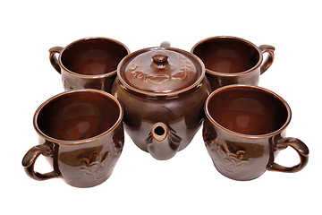 Image showing Chinese tea set on white background