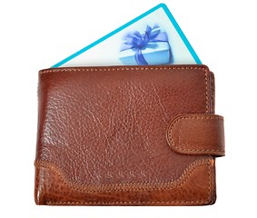 Image showing Brown wallet with discount card