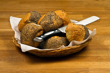 Image showing Fresh Bread Rolls In Basket