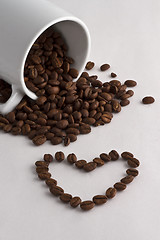 Image showing Coffee cup, coffee beans and heart