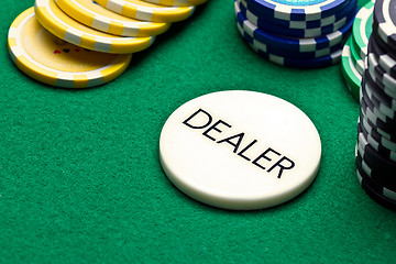 Image showing Poker dealer button and chips