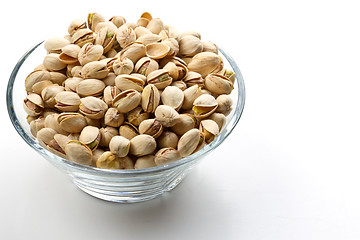 Image showing Pistachios nuts in glass bowl