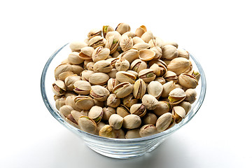 Image showing Pistachios nuts in glass bowl