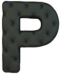 Image showing Luxury black leather font P letter