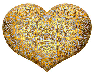 Image showing Golden heart shape inlaid with diamonds 