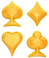 Image showing Golden card suits isolated 