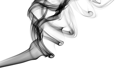 Image showing Abstract puff of black fume on white