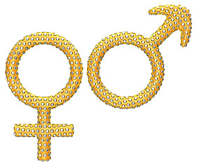 Image showing Golden gender symbols incrusted with gems