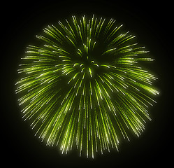 Image showing Green fireworks explosions 