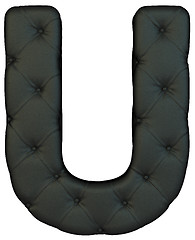 Image showing Luxury black leather font U letter 