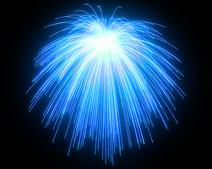 Image showing Celebration: blue fireworks at night