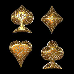 Image showing Golden Card suits inlaid with diamonds