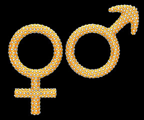 Image showing Golden gender symbols inlaid with diamonds
