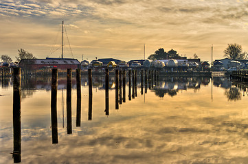 Image showing Empty marina reflections 