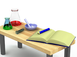 Image showing 3d chemist table with a test tubes