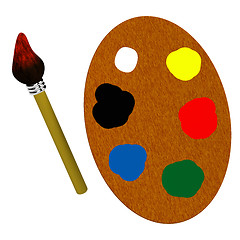 Image showing 3d wooden palette with brush