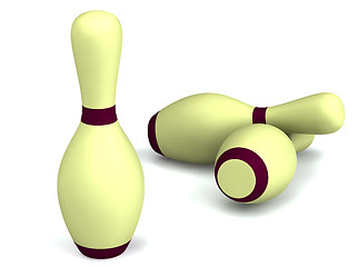 Image showing Bowling pins on white 3d rendered