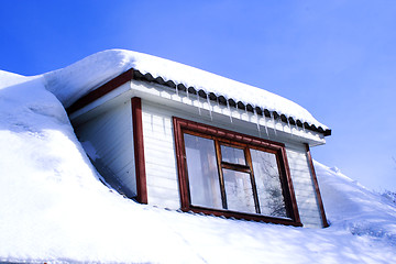 Image showing winter house with wondow close up