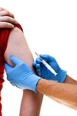 Image showing Doctor giving an injection to patient