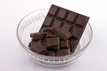Image showing Glass bowl with chocolate