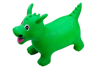 Image showing Green inflatable toy dragon