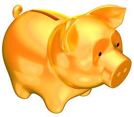 Image showing Wealth: Golden piggy bank isolated