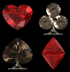 Image showing Colored Diamond shaped Card Suits