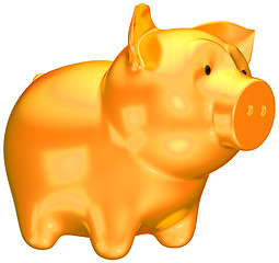 Image showing Savings and money: Golden piggy bank