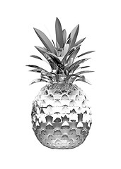 Image showing Chromed ananas with reflection isolated