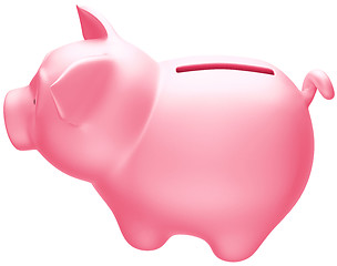 Image showing Pink piggy bank side view