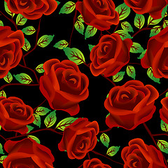 Image showing Roses over black pattern