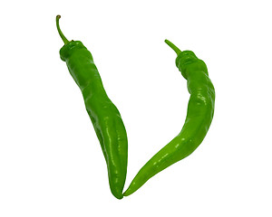 Image showing Letter V composed of green peppers