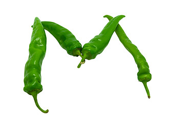 Image showing Letter M composed of green peppers