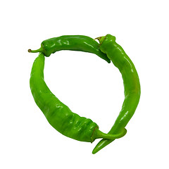 Image showing Letter O composed of green peppers