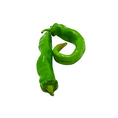 Image showing Letter P composed of green peppers