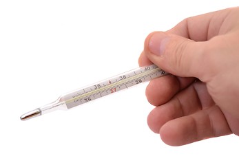 Image showing Hand with thermometer on a white background 