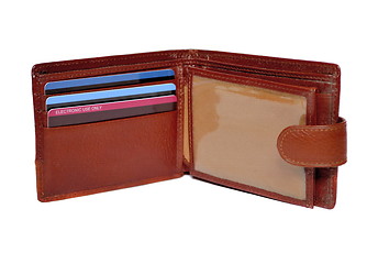 Image showing Brown wallet with credit cards