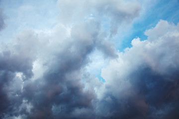 Image showing Dark cloudy night ominous sky