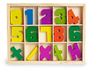 Image showing Toy wooden figures in a box