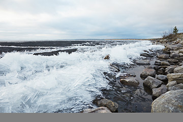 Image showing Ice on bank of northern lake - Imandra