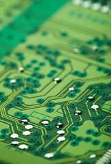 Image showing Abstract electronic background - green printed circuit board