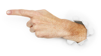 Image showing Man's hand indicates direction