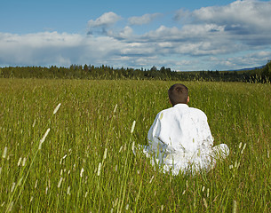Image showing Person is meditation far away from civilization