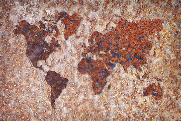 Image showing World map - corrosion stains on metal