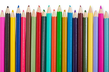 Image showing Set of color pencils on white background