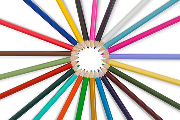 Image showing Great set of color pencils on white background