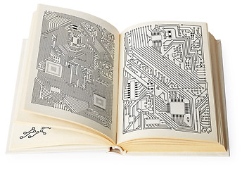 Image showing Open book with electronic schemes